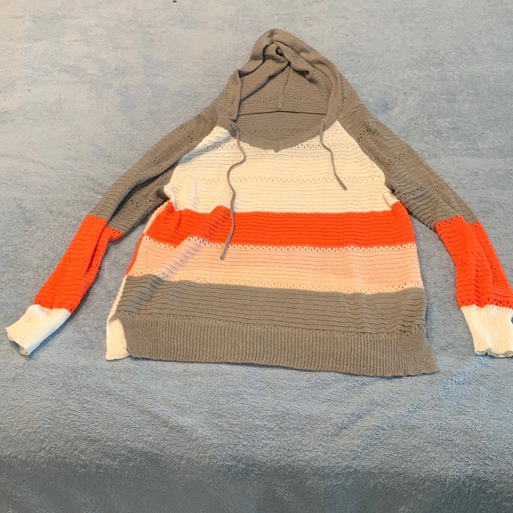 Orange, white, grey, sweater hoodie